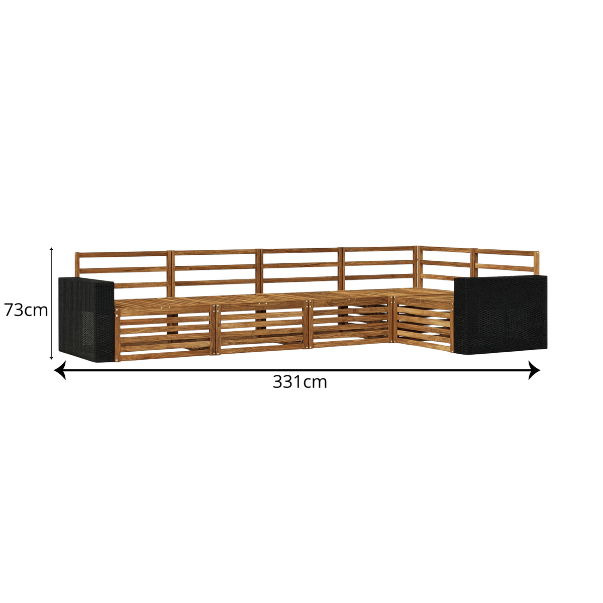 Solid Acacia Wood 5-Piece Modular Garden Sofa Set | GardenCorner
