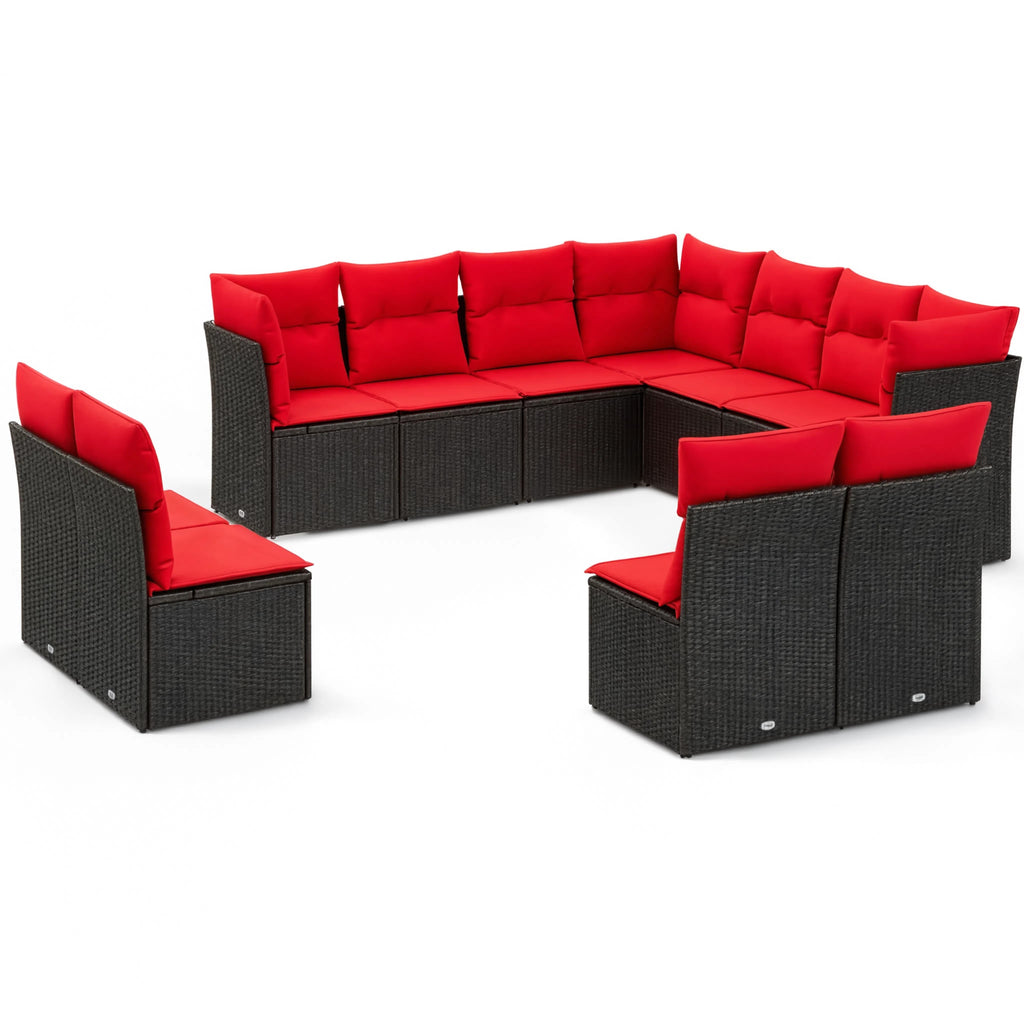 PE Rattan 11-Piece Modular Garden Corner Sofa Set with Cushions | GardenCorner