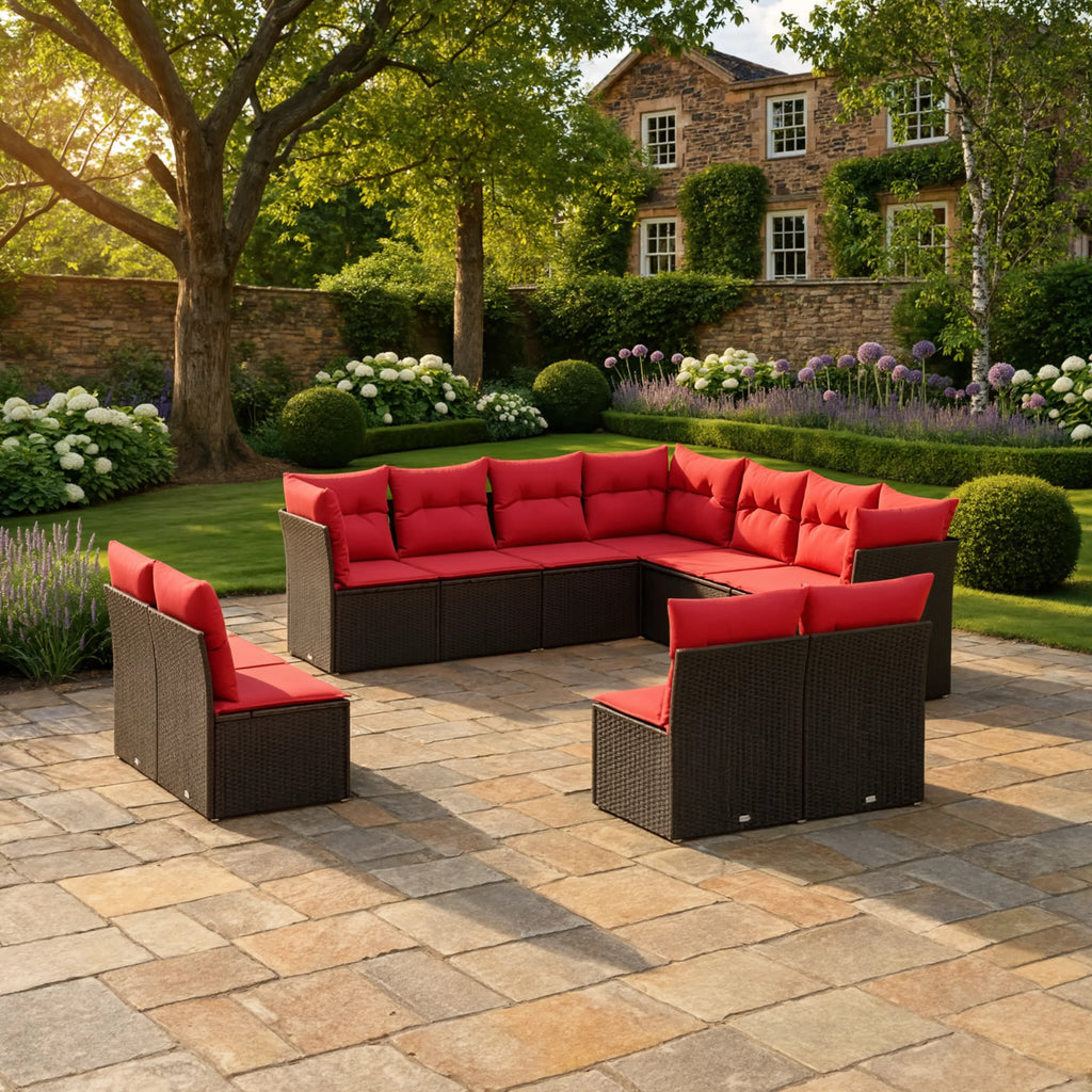 PE Rattan 11-Piece Modular Garden Corner Sofa Set with Cushions | GardenCorner