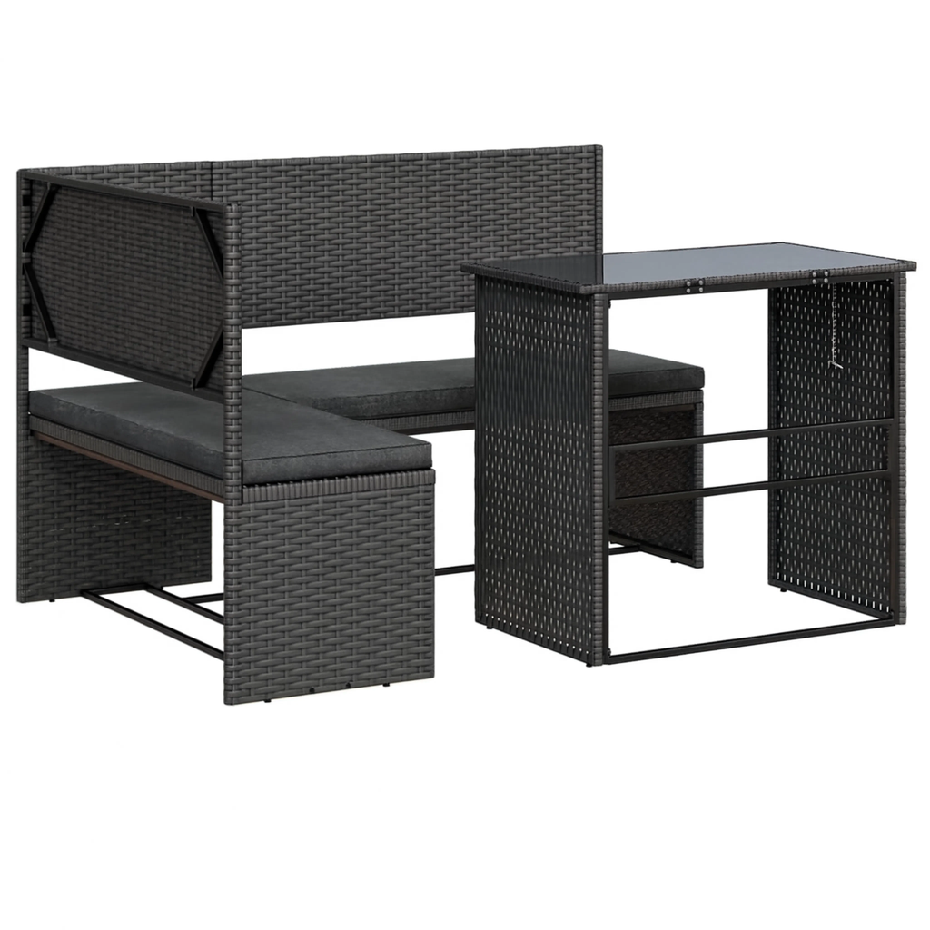 PE Rattan L-Shaped Garden Corner Sofa Set with Foldable Table | GardenCorner