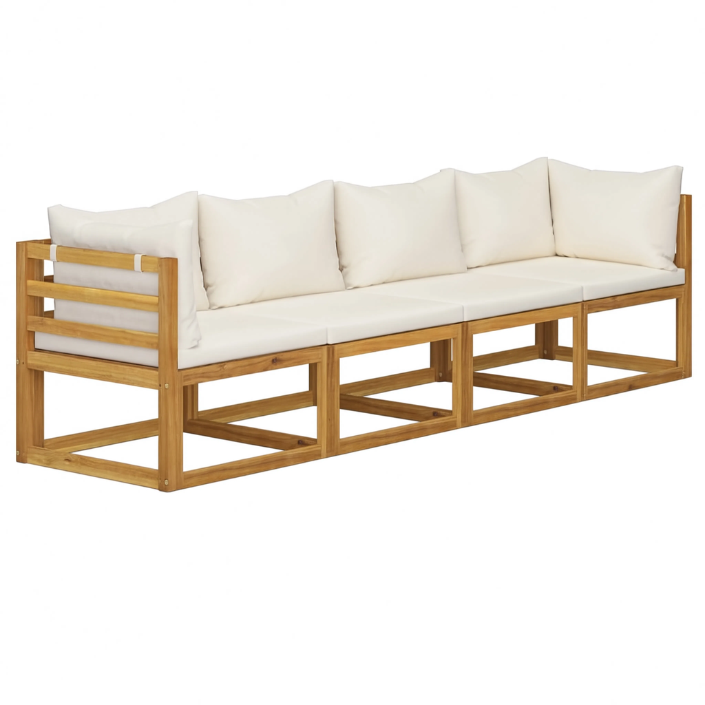 Solid Acacia Wood 4-Seater Modular Garden Corner Sofa with Cushions | GardenCorner