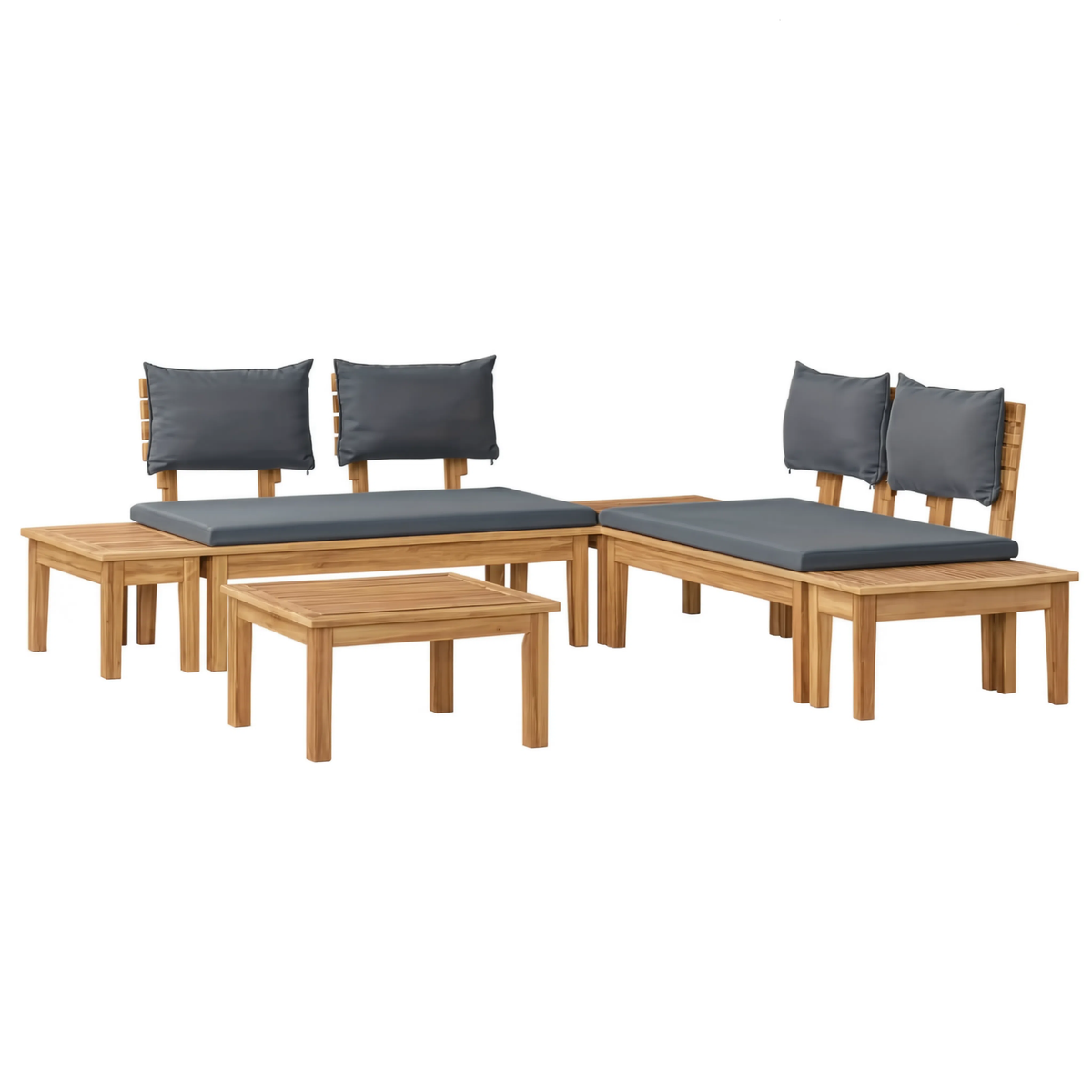 PE Rattan 3-Piece Garden Sofa Set with Teak Wood & Tables | GardenCorner