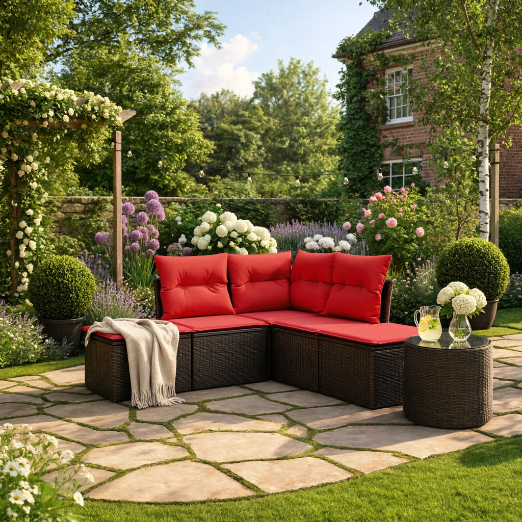 PE Rattan 5-Piece Modular Garden Corner Sofa Set with Cushions | GardenCorner