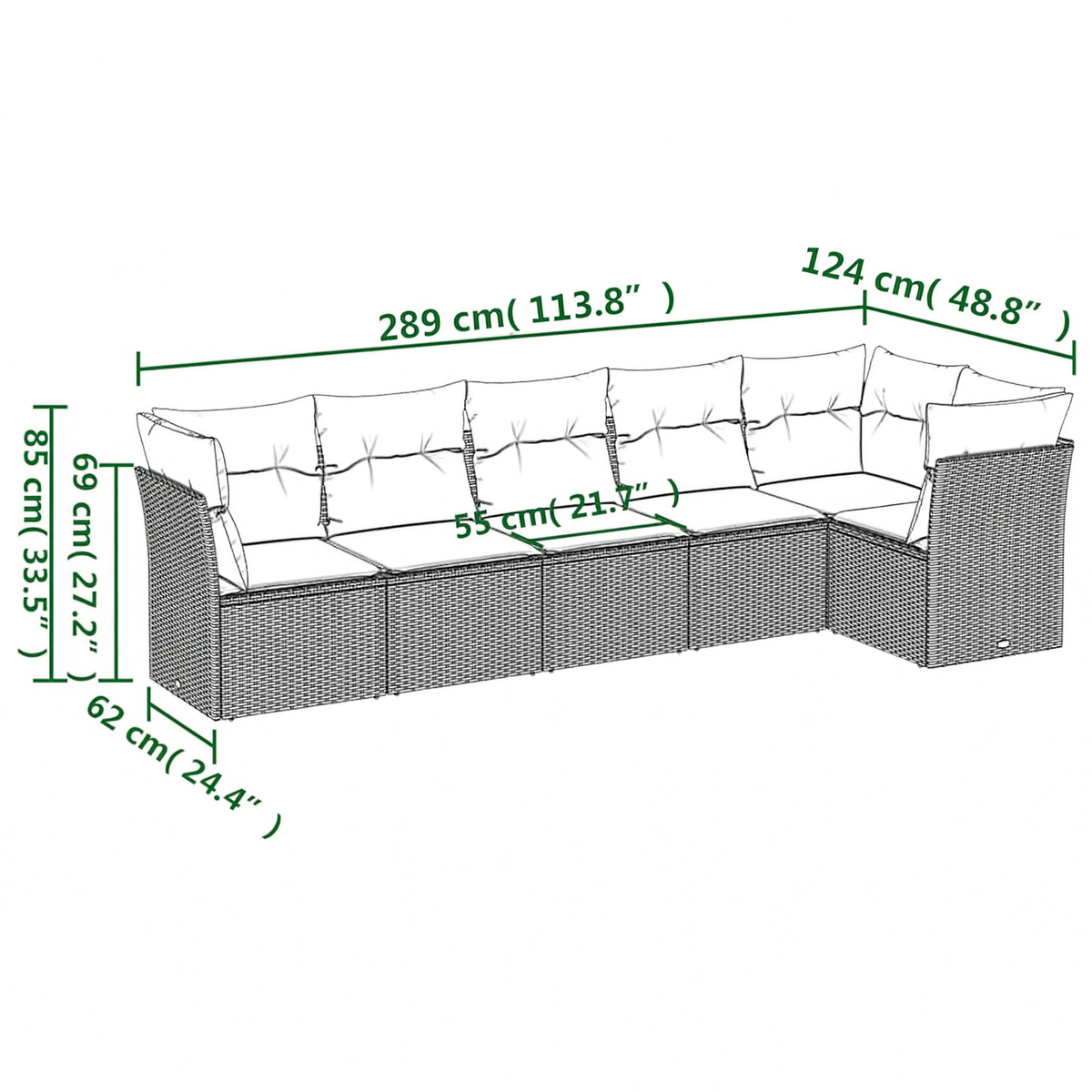 PE Rattan 6-Piece Modular Garden Corner Sofa Set with Cushions | GardenCorner