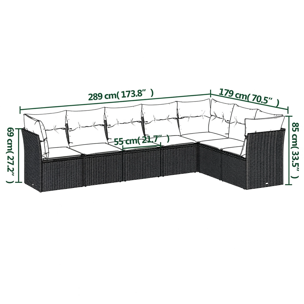 PE Rattan 7-Piece Modular Garden Corner Sofa Set with Cushions | GardenCorner