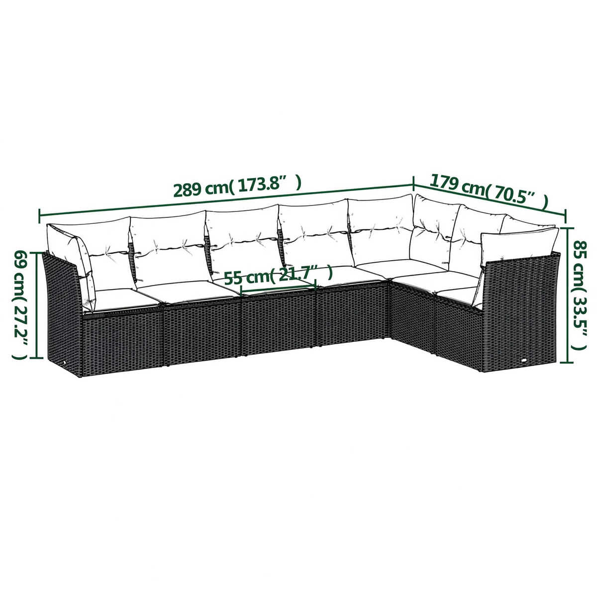 PE Rattan 7-Piece Modular Garden Corner Sofa Set with Cushions | GardenCorner