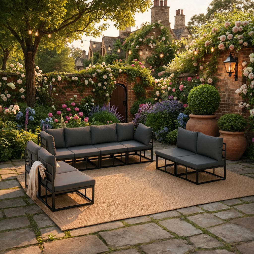 Aluminium 8-Piece Garden Corner Sofa Set with Cushions | GardenCorner