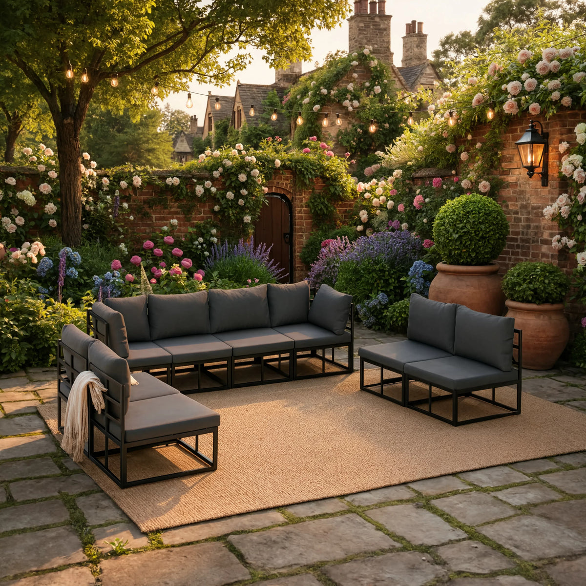 Aluminium 8-Piece Garden Corner Sofa Set with Cushions | GardenCorner