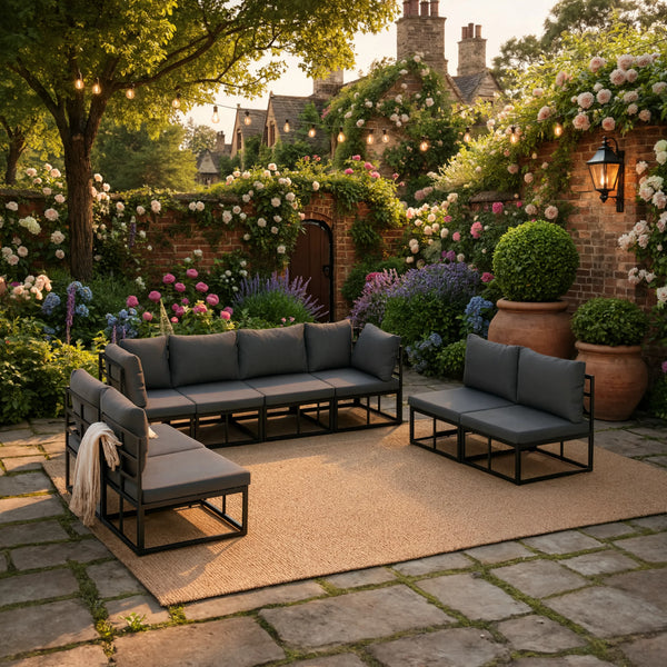 Aluminium 8-Piece Garden Corner Sofa Set with Cushions | GardenCorner