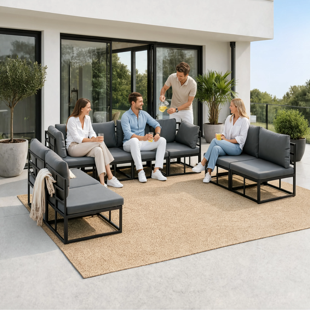 Aluminium 8-Piece Garden Corner Sofa Set with Cushions | GardenCorner
