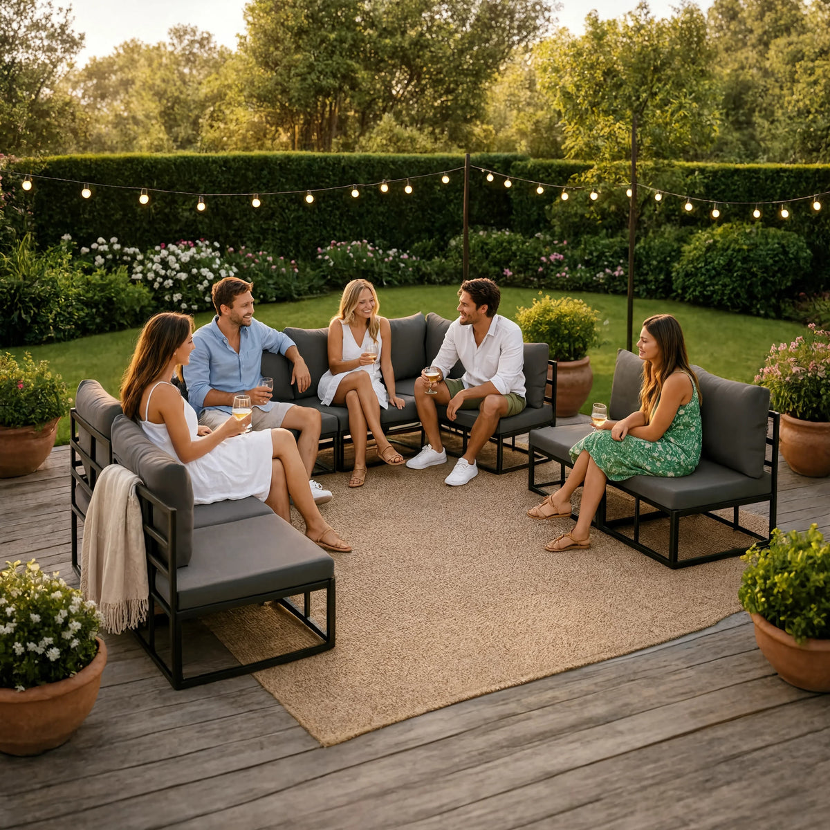 Aluminium 8-Piece Garden Corner Sofa Set with Cushions | GardenCorner