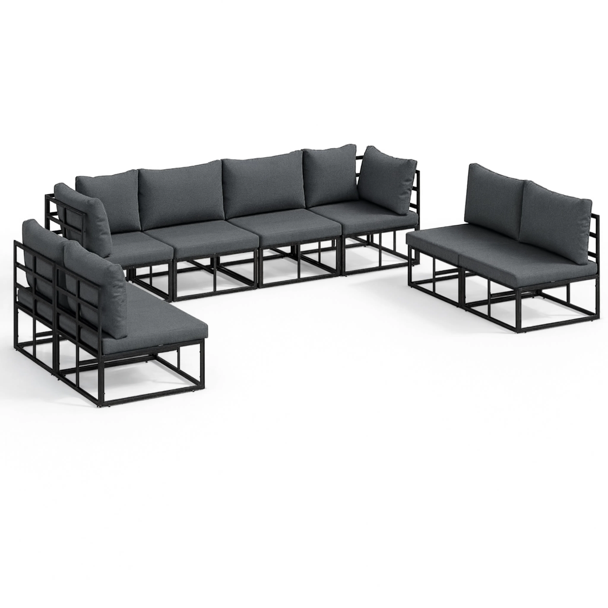 Aluminium 8-Piece Garden Corner Sofa Set with Cushions | GardenCorner