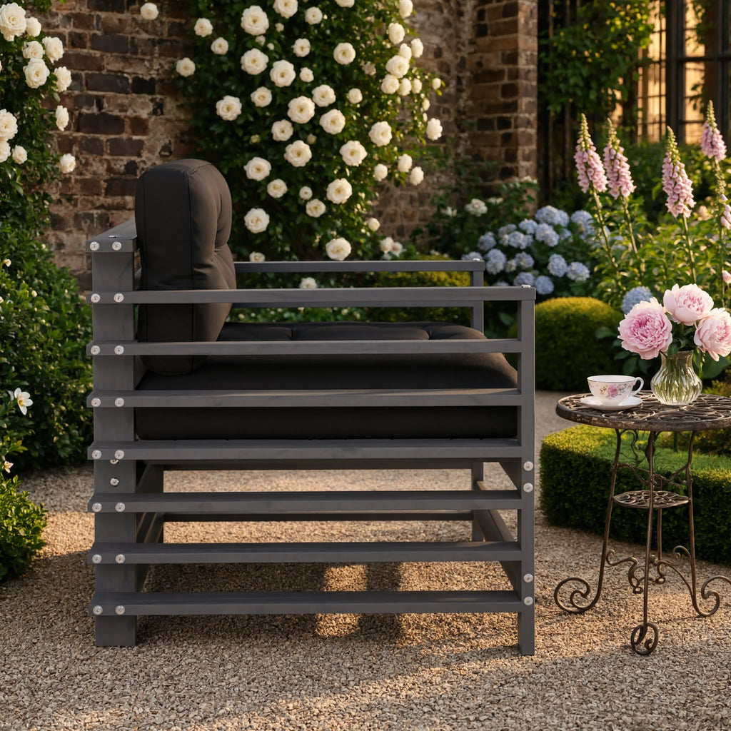 Solid Douglas Wood Modular Garden Chair Set with Cushions | GardenCorner