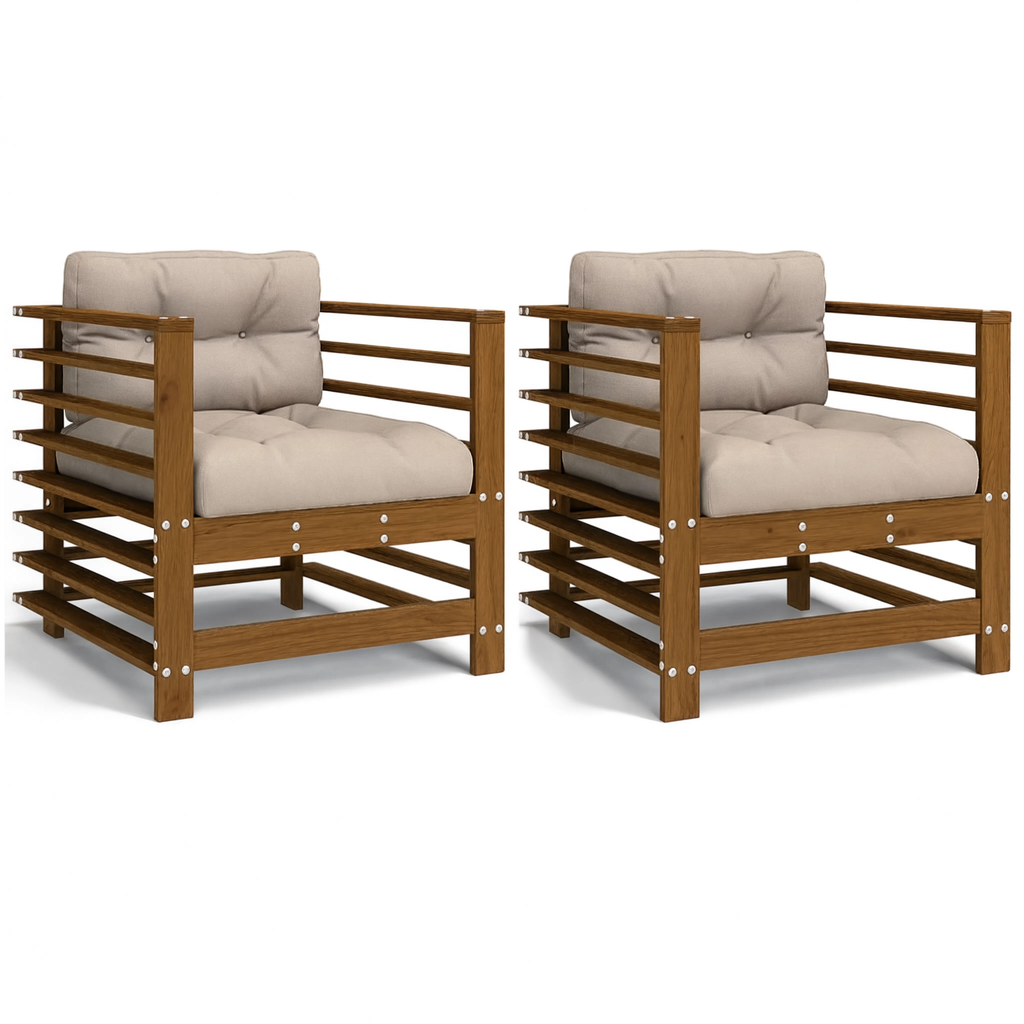Solid Douglas Wood Modular Garden Chair Set with Cushions | GardenCorner