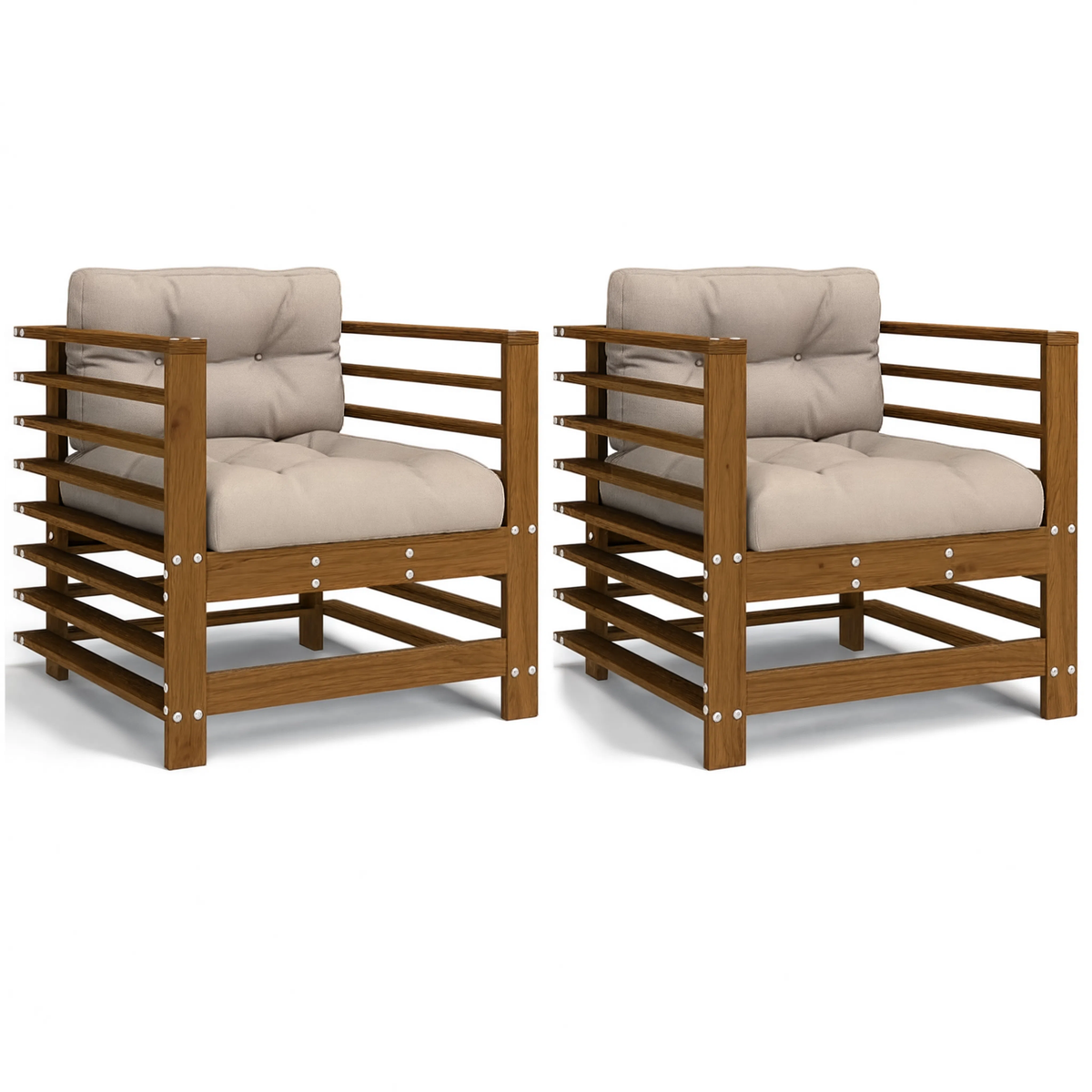 Solid Douglas Wood Modular Garden Chair Set with Cushions | GardenCorner