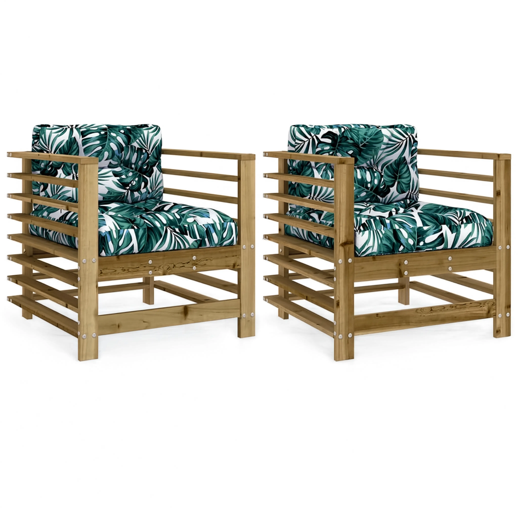 Solid Douglas Wood Modular Garden Chair Set with Cushions | GardenCorner