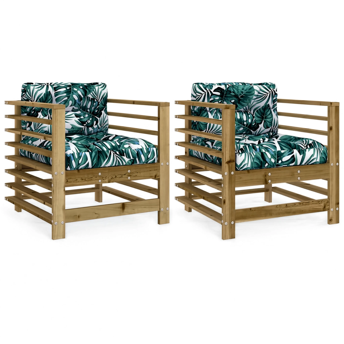 Solid Douglas Wood Modular Garden Chair Set with Cushions | GardenCorner