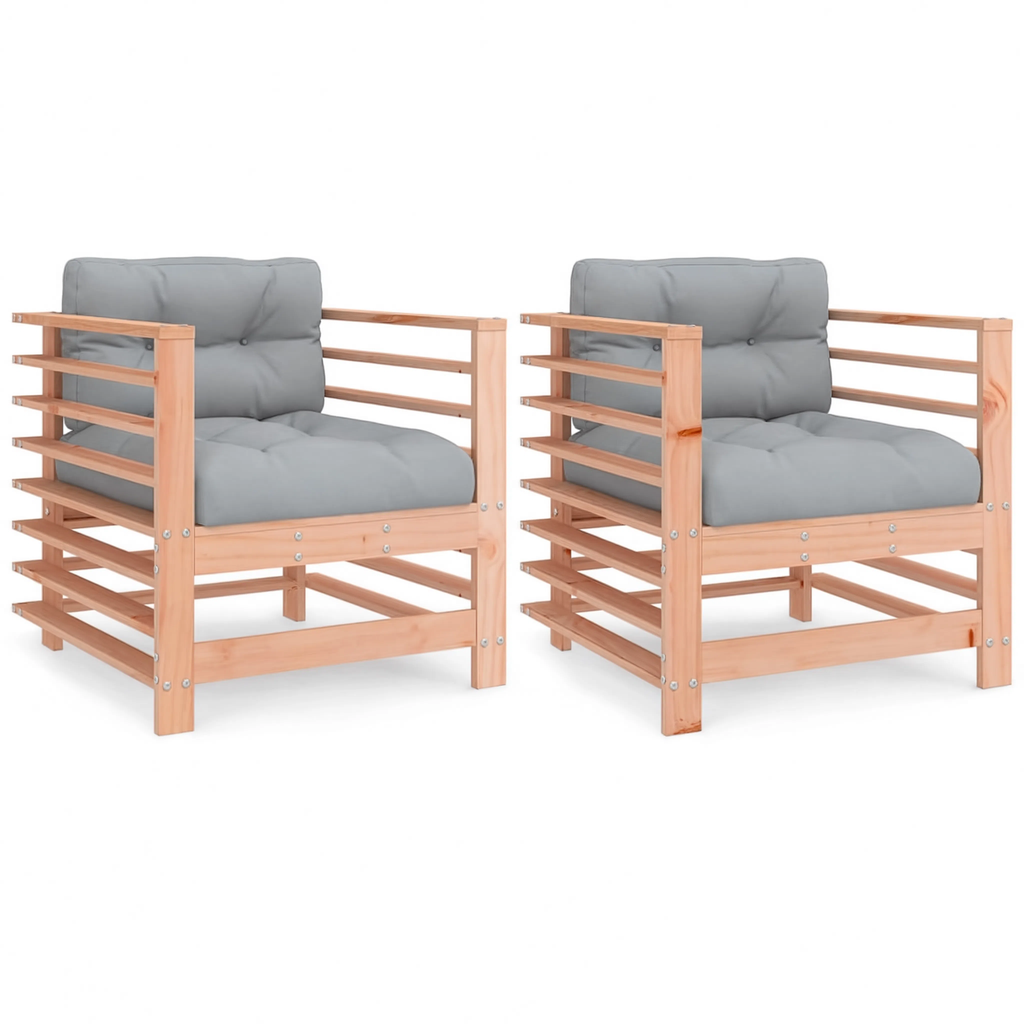 Solid Douglas Wood Modular Garden Chair Set with Cushions | GardenCorner
