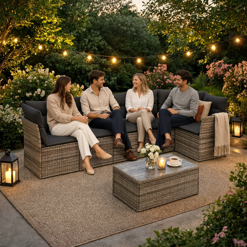 PE Rattan 6-Piece Modular Garden Corner Sofa Set with Cushions | GardenCorner