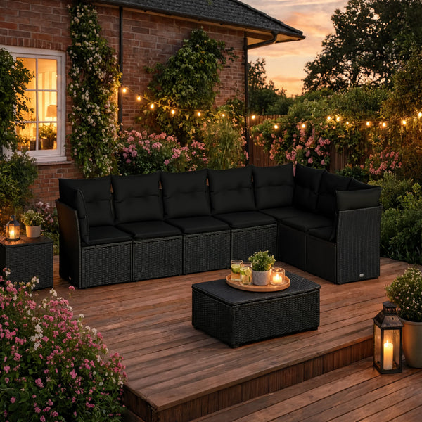 PE Rattan 7-Piece Modular Garden Corner Sofa Set with Cushions | GardenCorner