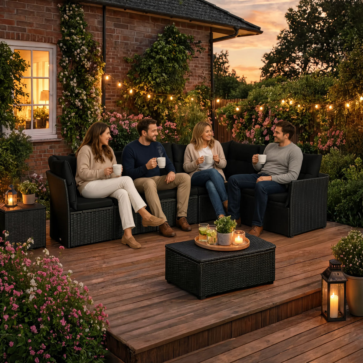 PE Rattan 7-Piece Modular Garden Corner Sofa Set with Cushions | GardenCorner
