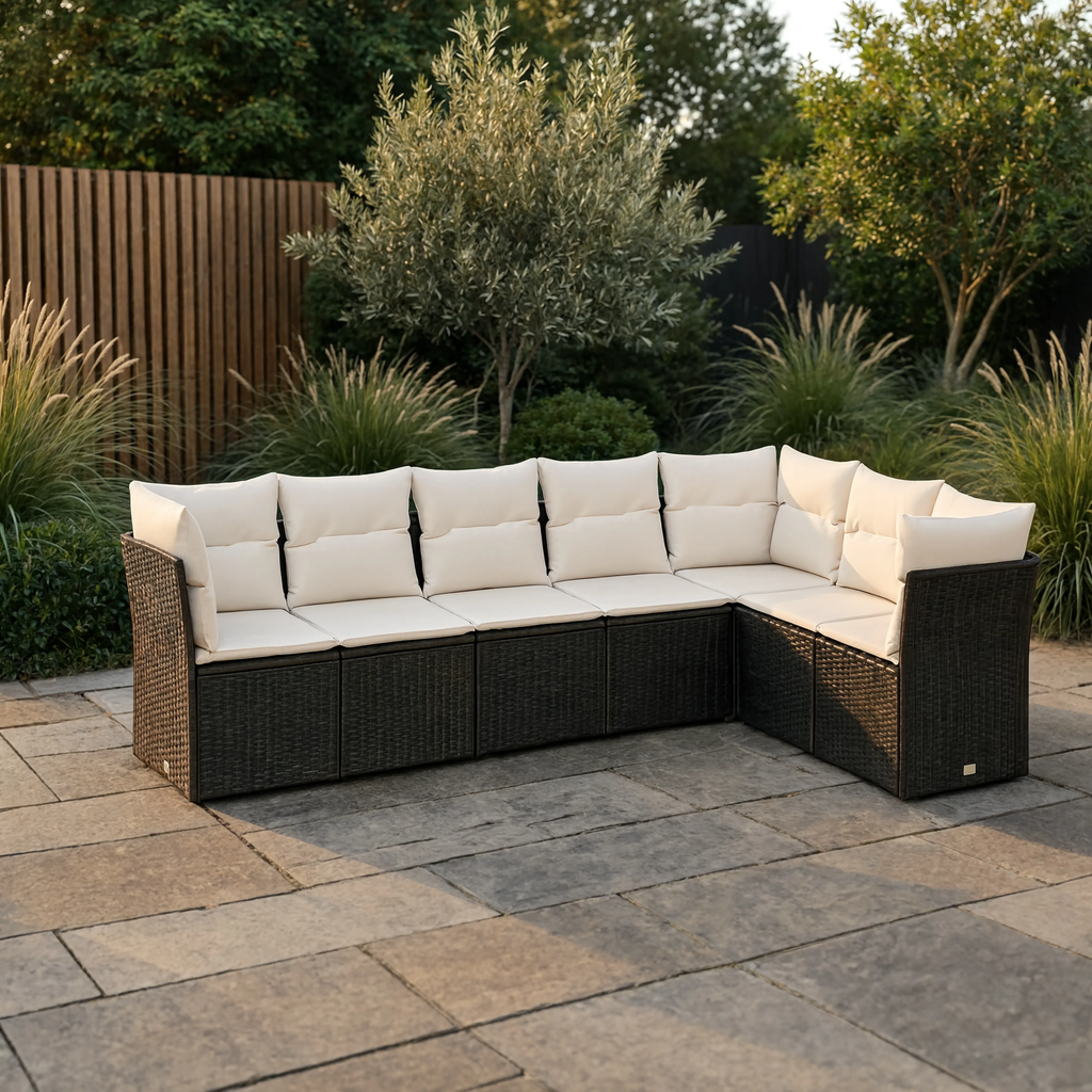 PE Rattan 7-Piece Modular Garden Corner Sofa Set with Cushions | GardenCorner