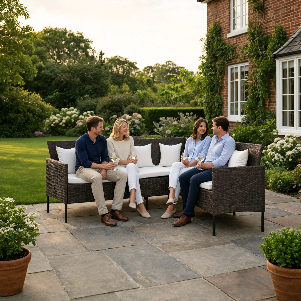 PE Rattan L-Shaped Garden Corner Sofa Set with Cushions | GardenCorner