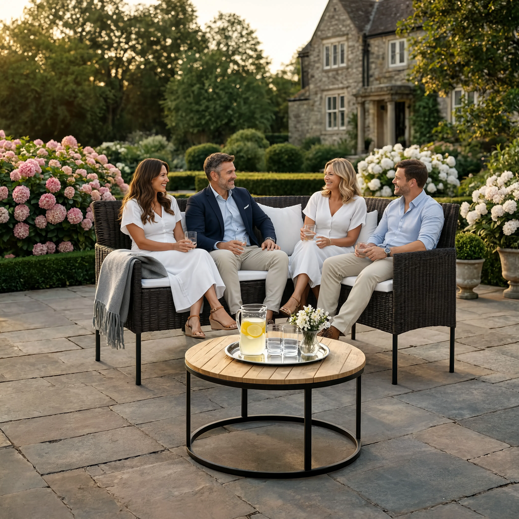 PE Rattan L-Shaped Garden Corner Sofa Set with Cushions | GardenCorner