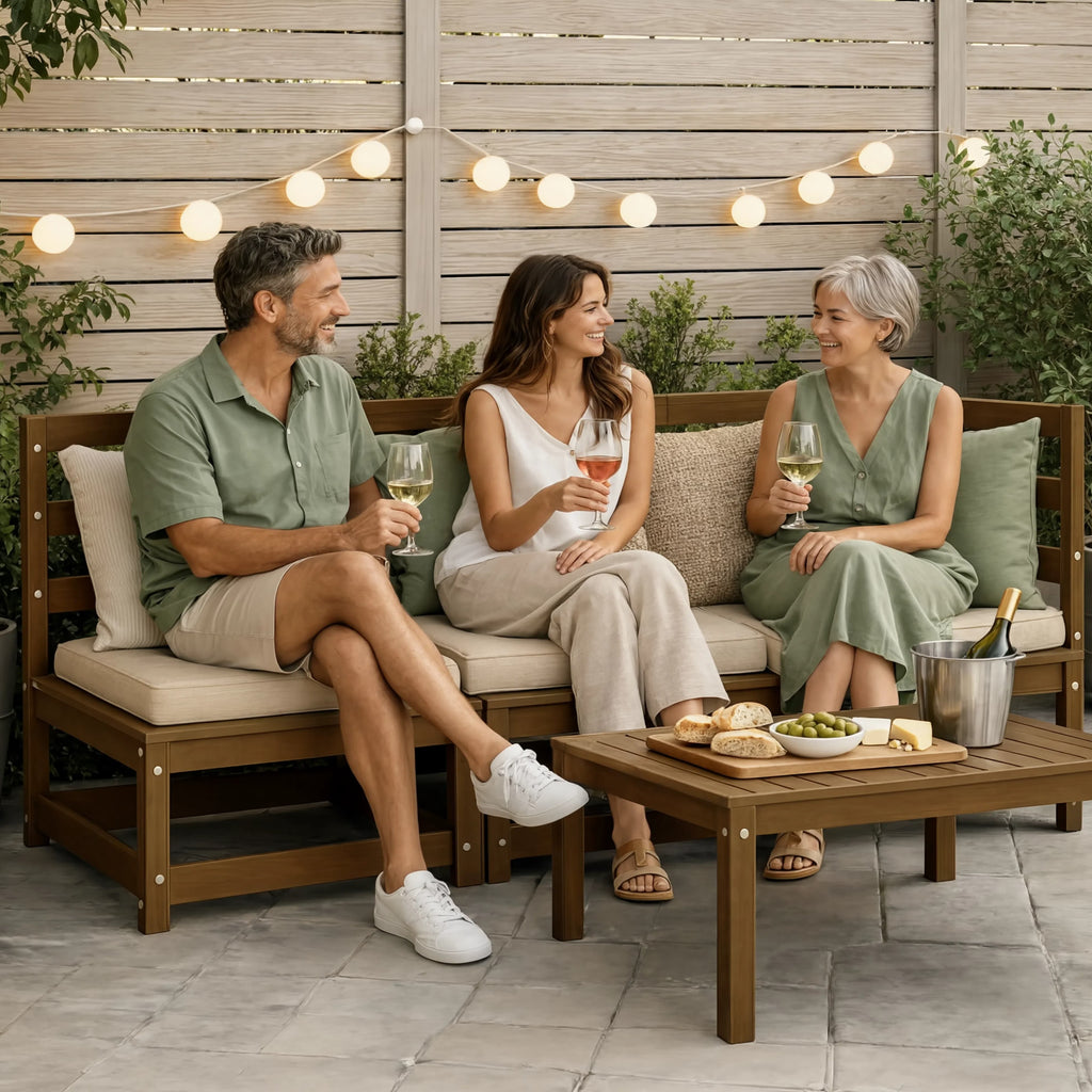 Pine Wood Modular Garden Middle Sofa | GardenCorner