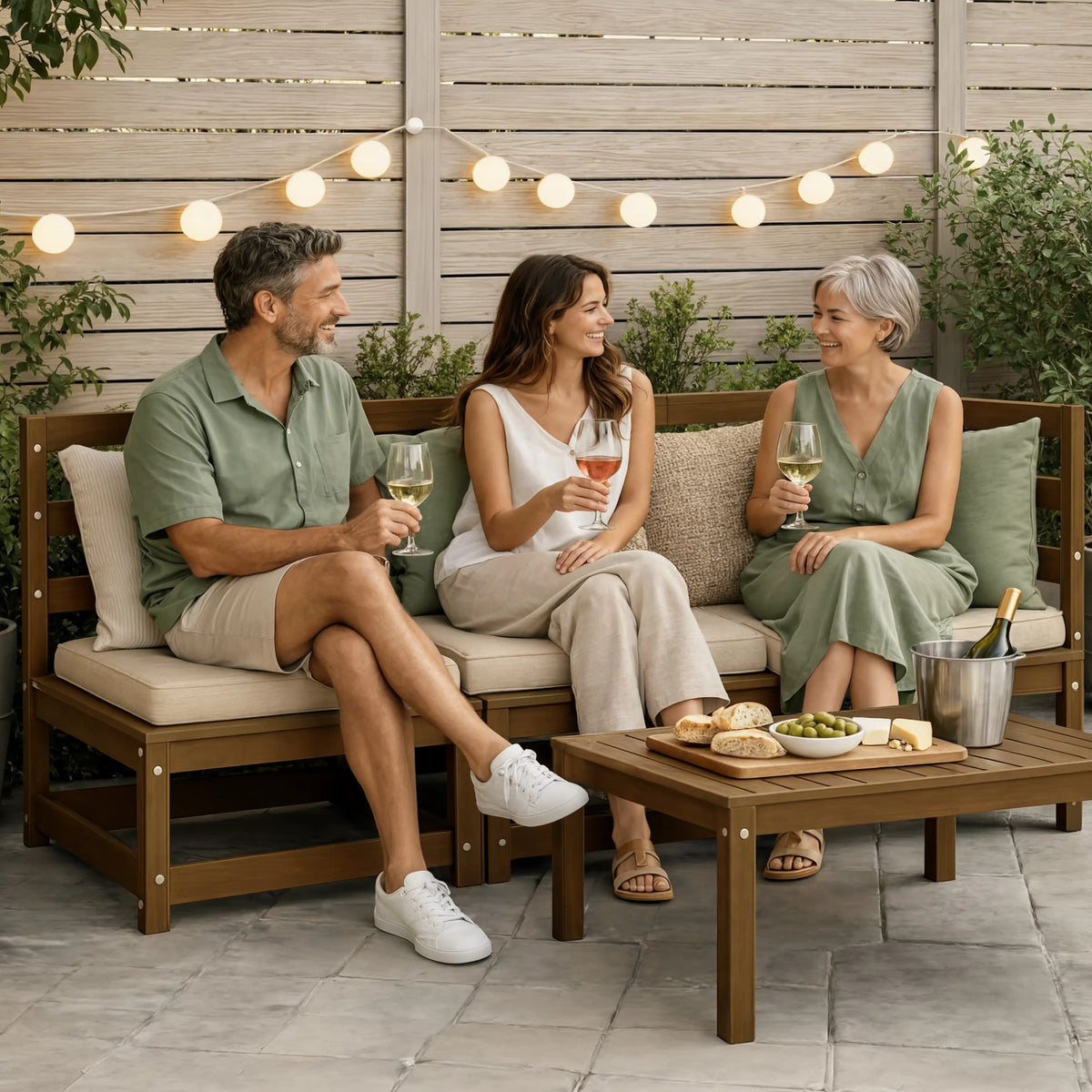 Pine Wood Modular Garden Middle Sofa | GardenCorner