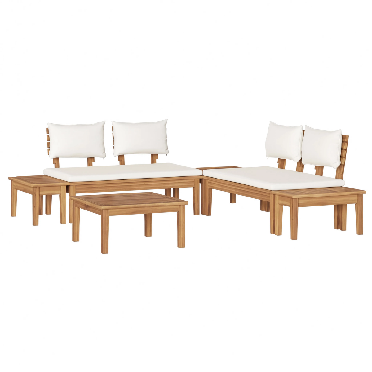 PE Rattan 3-Piece Garden Sofa Set with Teak Wood & Tables | GardenCorner