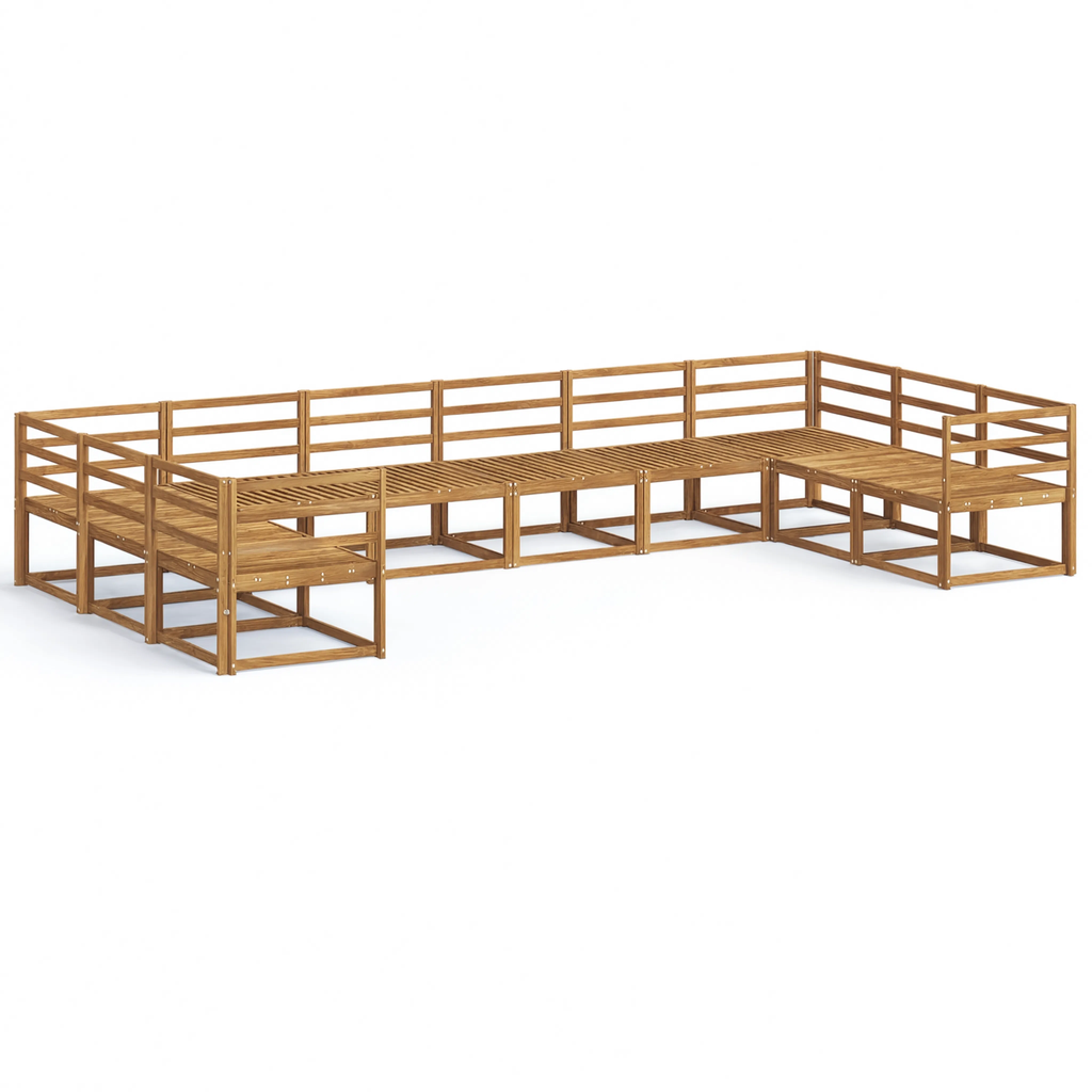 Solid Acacia Wood 10-Piece Modular Garden Corner Sofa Set | GardenCorner