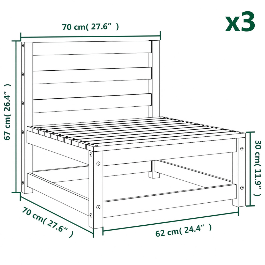 Pine Wood Modular Garden Middle Sofa | GardenCorner