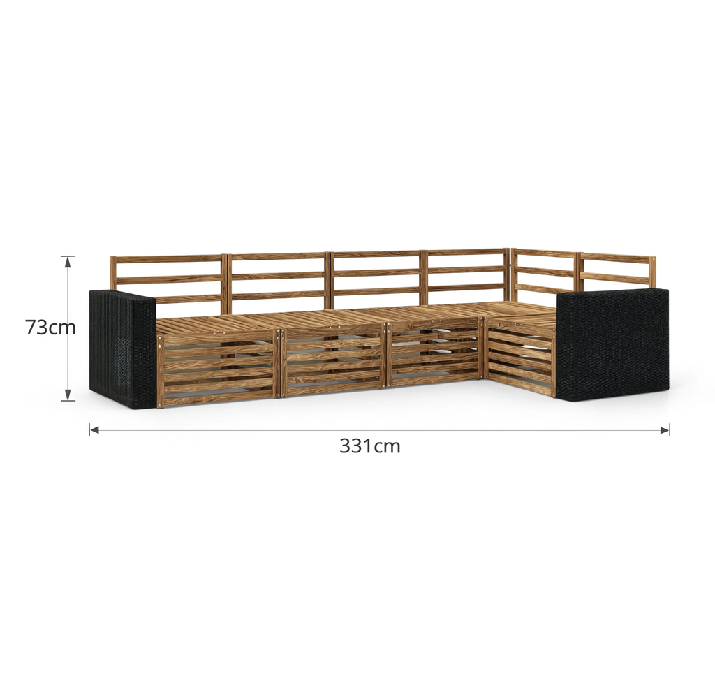 Solid Acacia Wood 5-Piece Modular Garden Sofa Set | GardenCorner