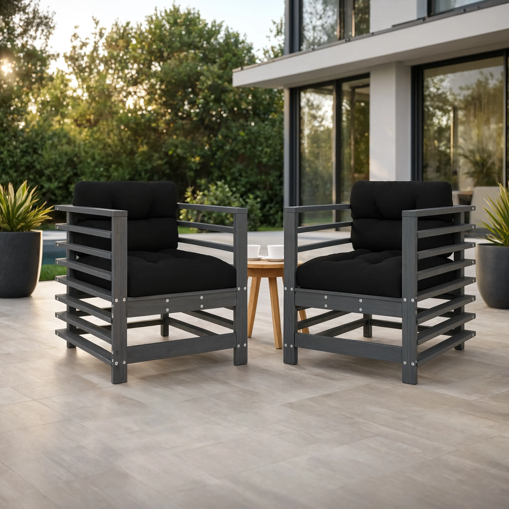 Solid Douglas Wood Modular Garden Chair Set with Cushions | GardenCorner