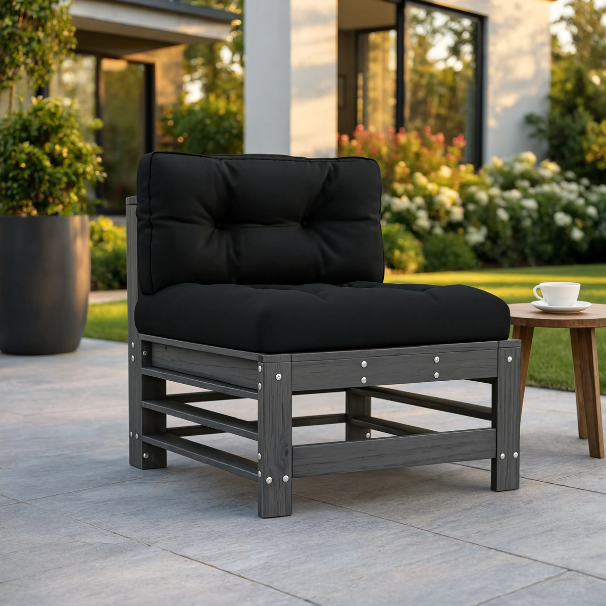 Solid Pine Wood Modular Garden Centre Sofa Section with Cushions | GardenCorner